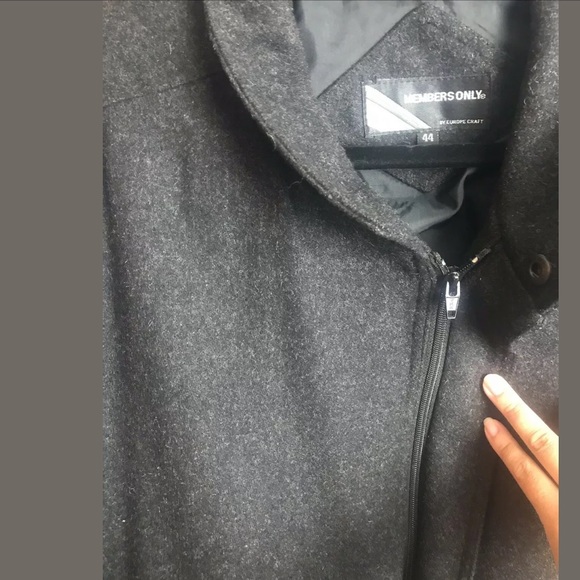 Men’s MEMBERS ONLY 100% Wool Bomber Jacket Winter Coat Gray Heavy Knit Warm Work - Picture 5 of 8